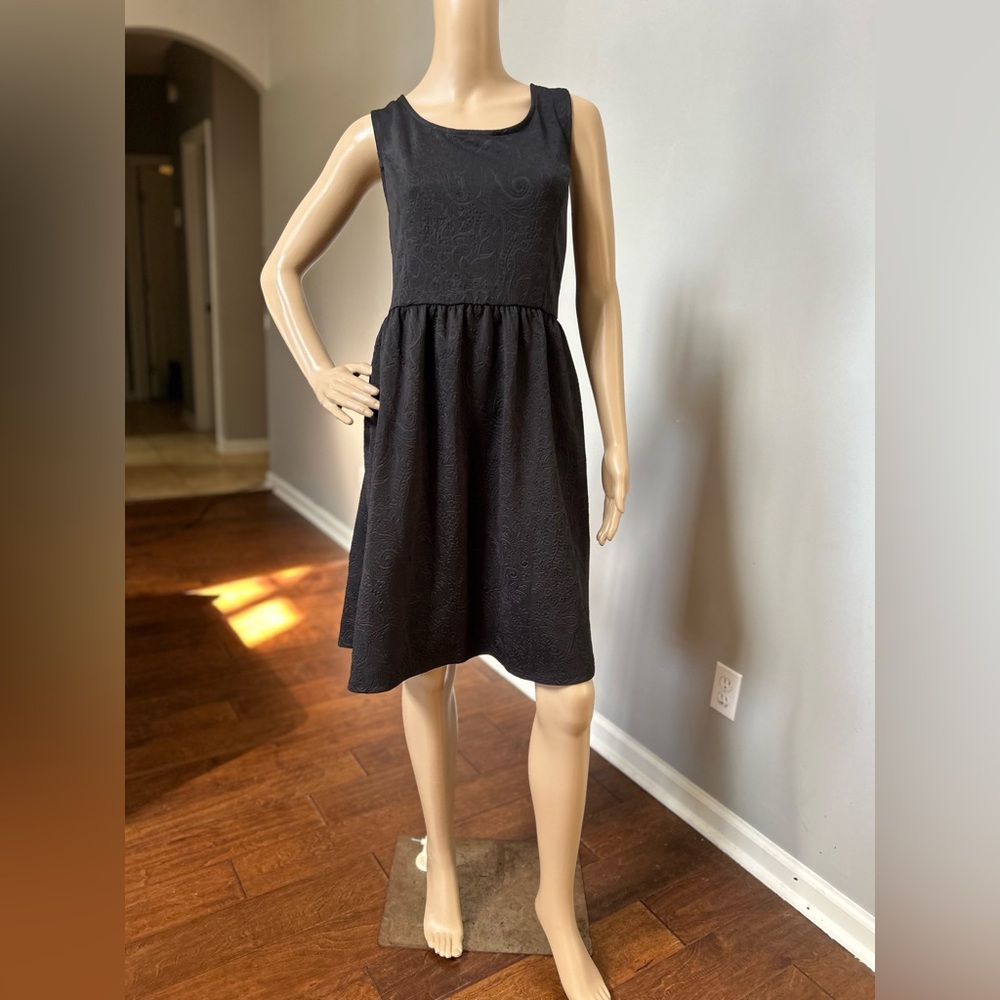 Forever 21+ Black Embossed Fit&Flare Dress